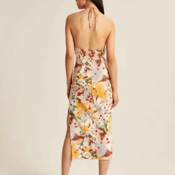 Abercrombie & Fitch Halter Keyhole Midi Dress Floral  Size XXS - Picture 2 of 8